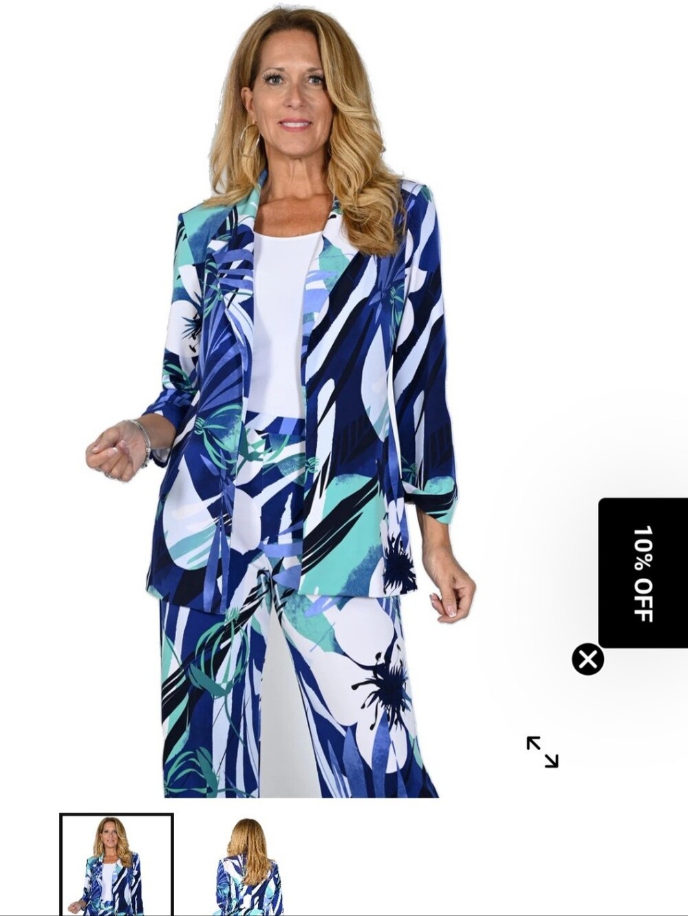 Women's Plus size Blue Printed Blazer Jacket - Stylish Coastal Print by Ruby Rd.